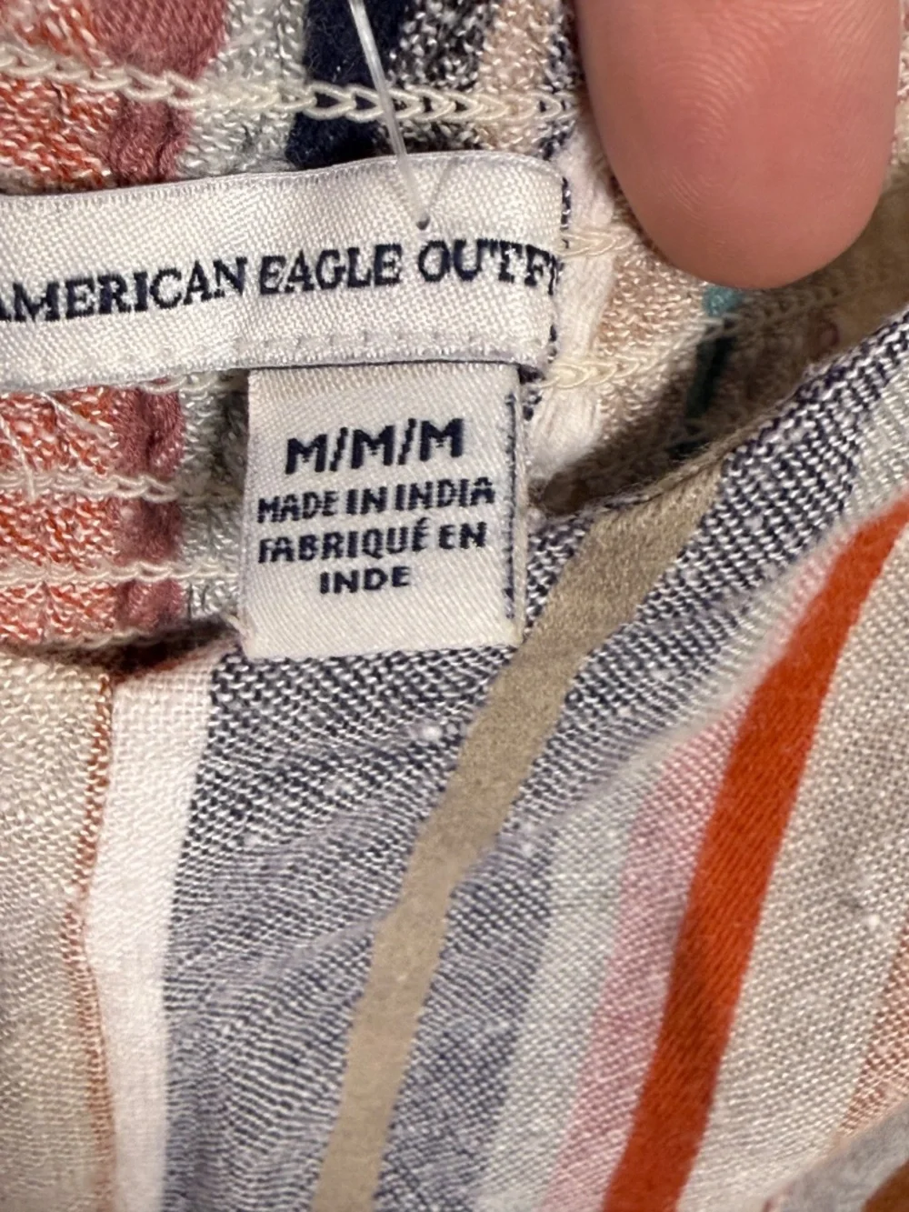 American Eagle Striped Linen Blend Cutout Romper Medium